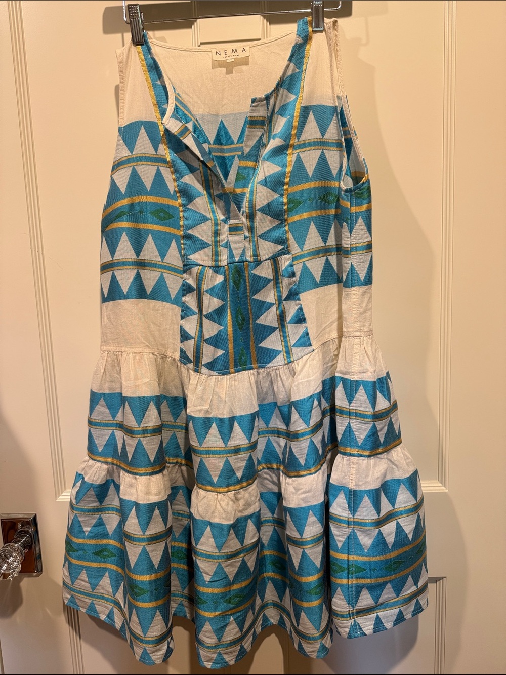 Blue & White Patterned Tiered Sundress